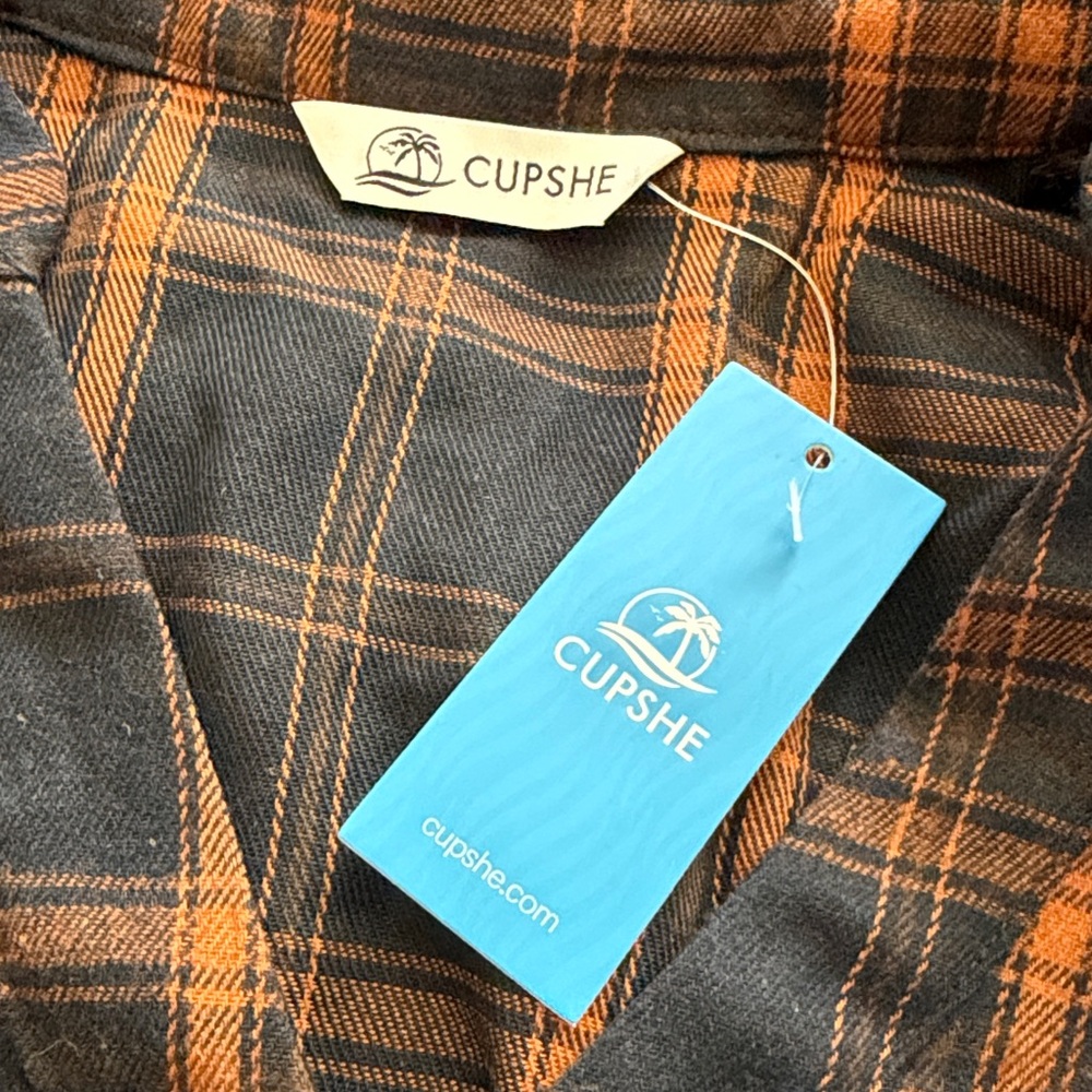 NWT Cupshe Plaid Long Sleeve Dress size Small - Picture 7 of 10